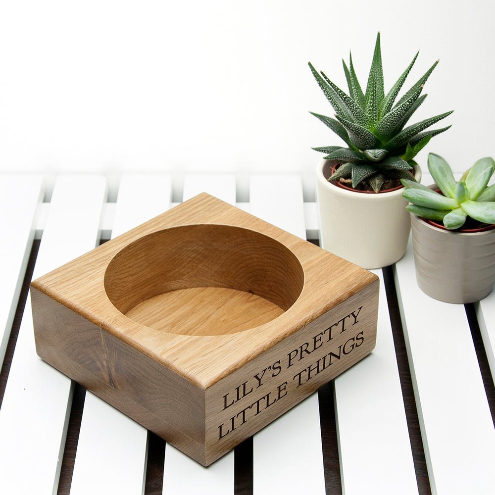 Personalised Solid Oak Stash Tray - Engraved Memories