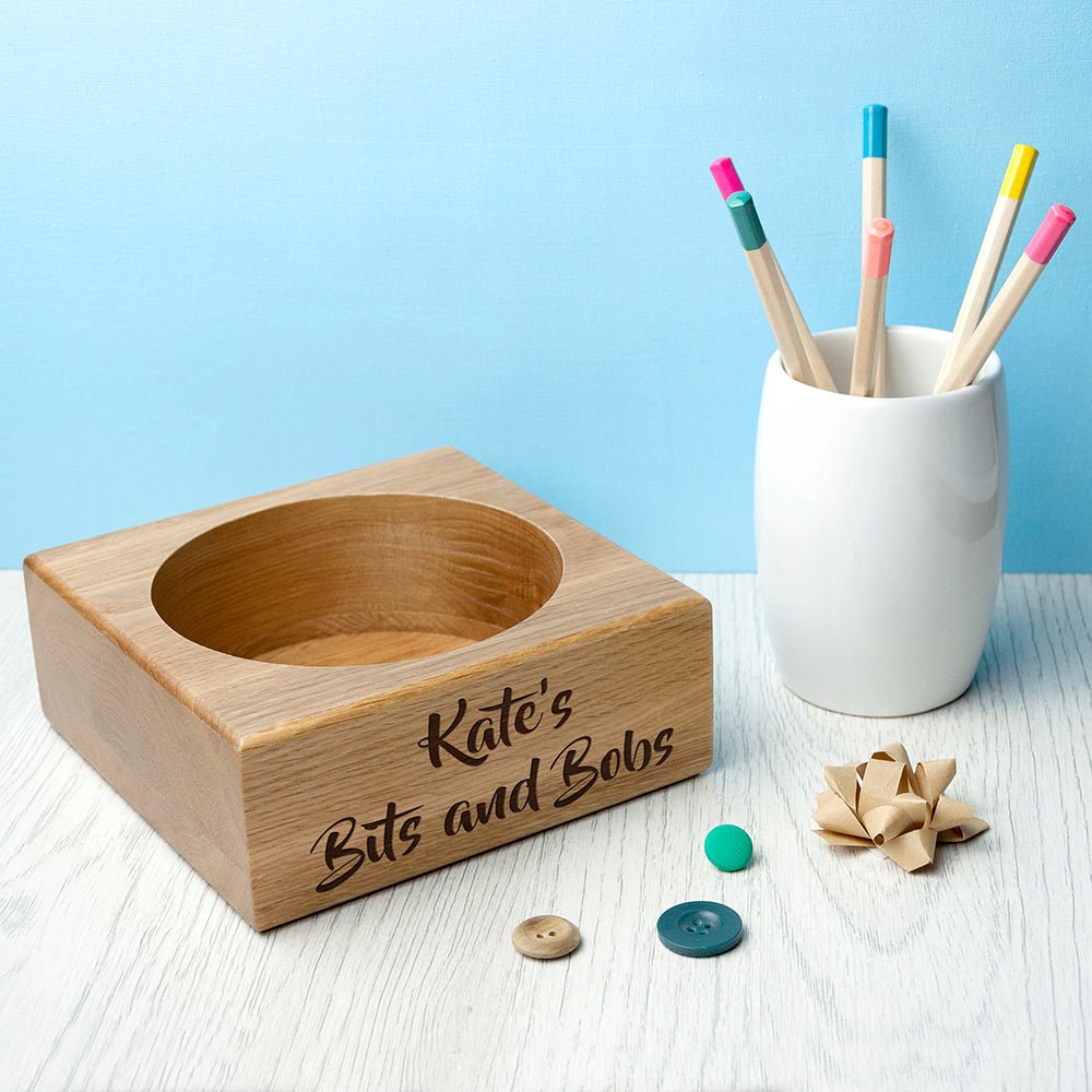 Personalised Solid Oak Stash Tray - Engraved Memories