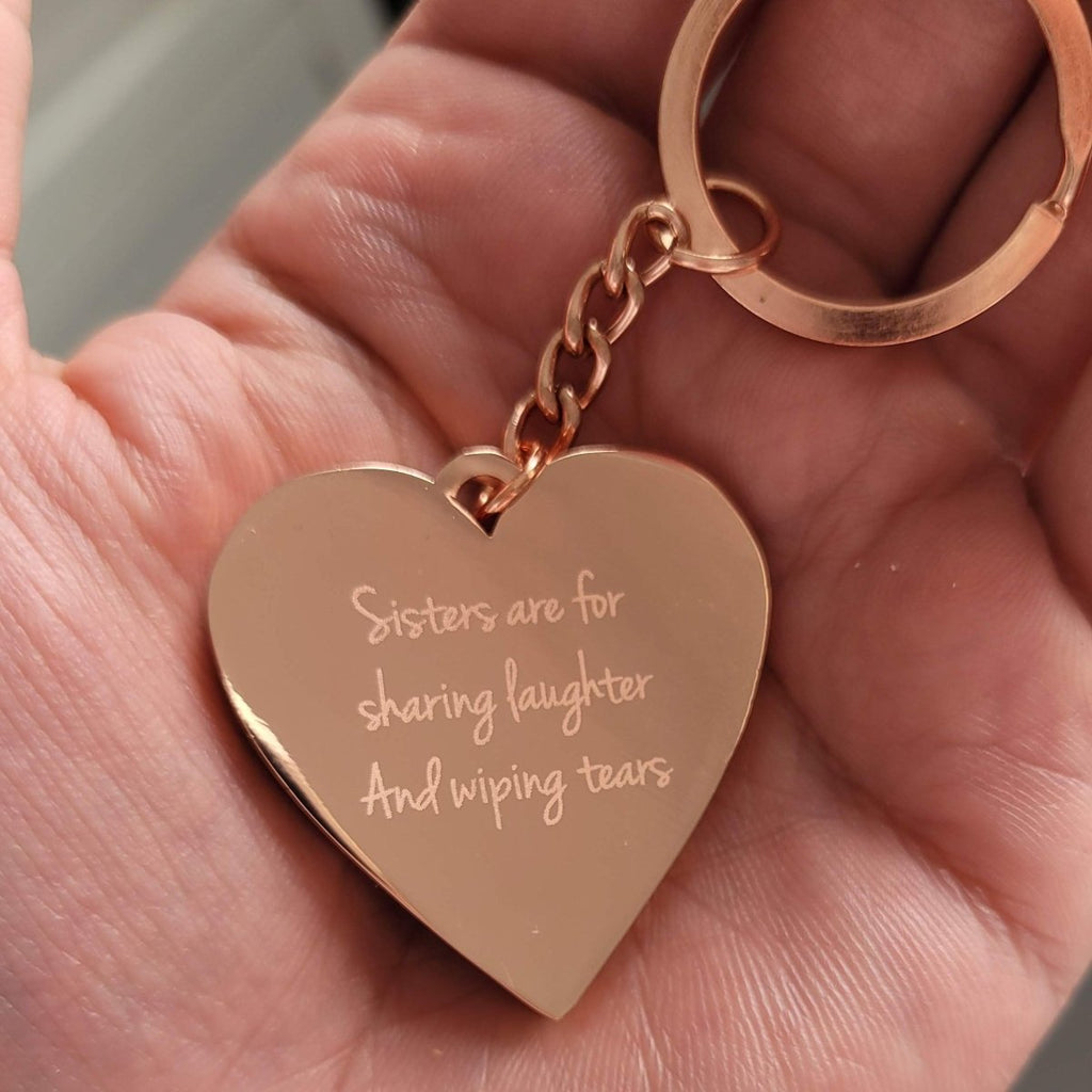 Personalized heart-shaped silver keyring with engraved special date, message, and photo, mirror polished stainless steel, 4cm x 2.5cm