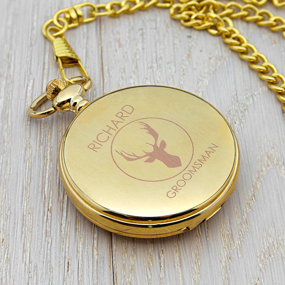 Custom name pocket watch, 5×5cm, engraved gift for Father of the Bride