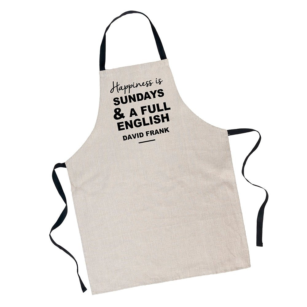 Personalised Sunday Happiness Luxury Linen Apron - Engraved Memories