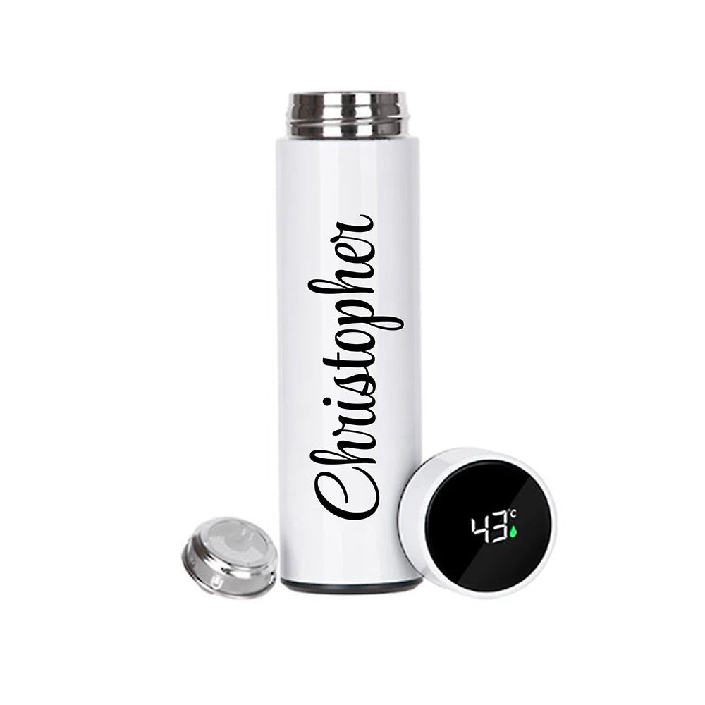 Personalised Thermos with Temperature Display in Black - Engraved Memories