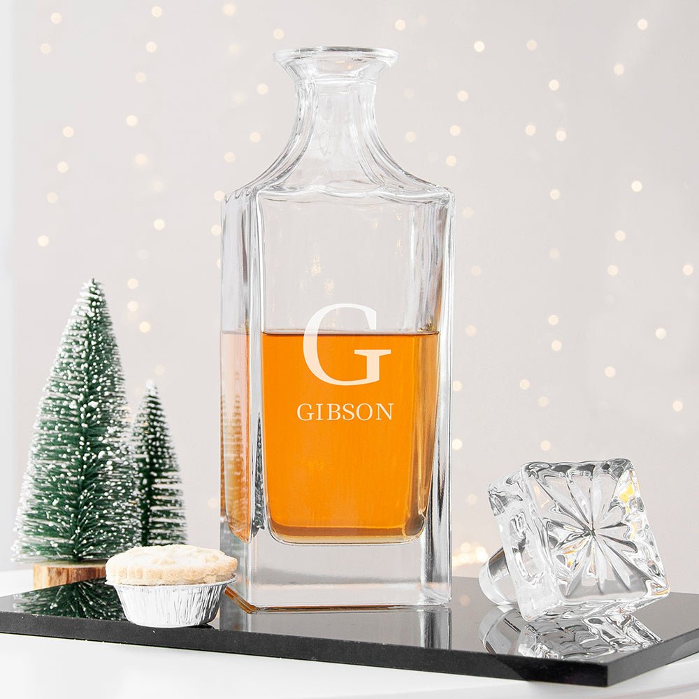 Personalised Timeless Monogram Square Decanter - Engraved Memories