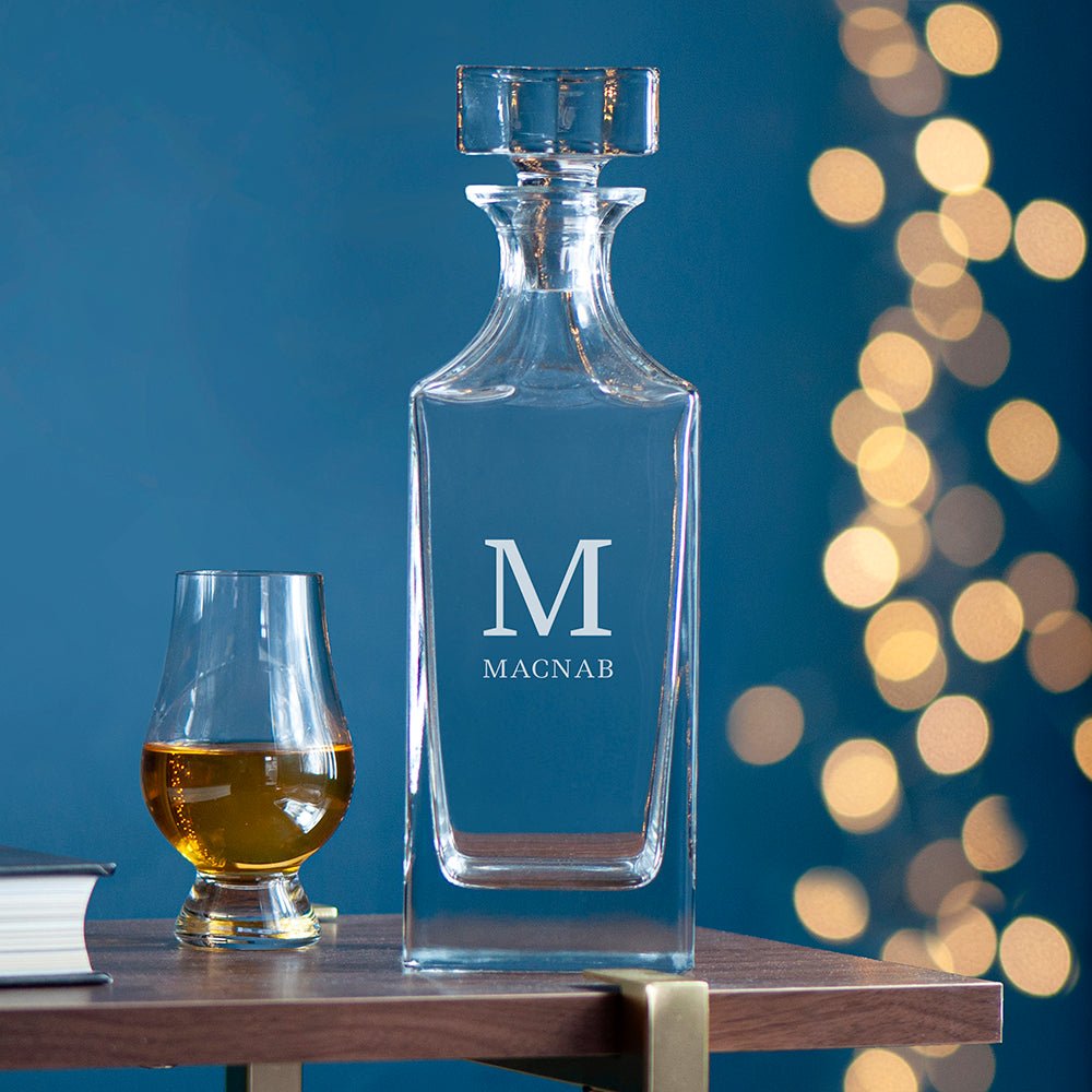 Personalised Timeless Monogram Square Decanter - Engraved Memories