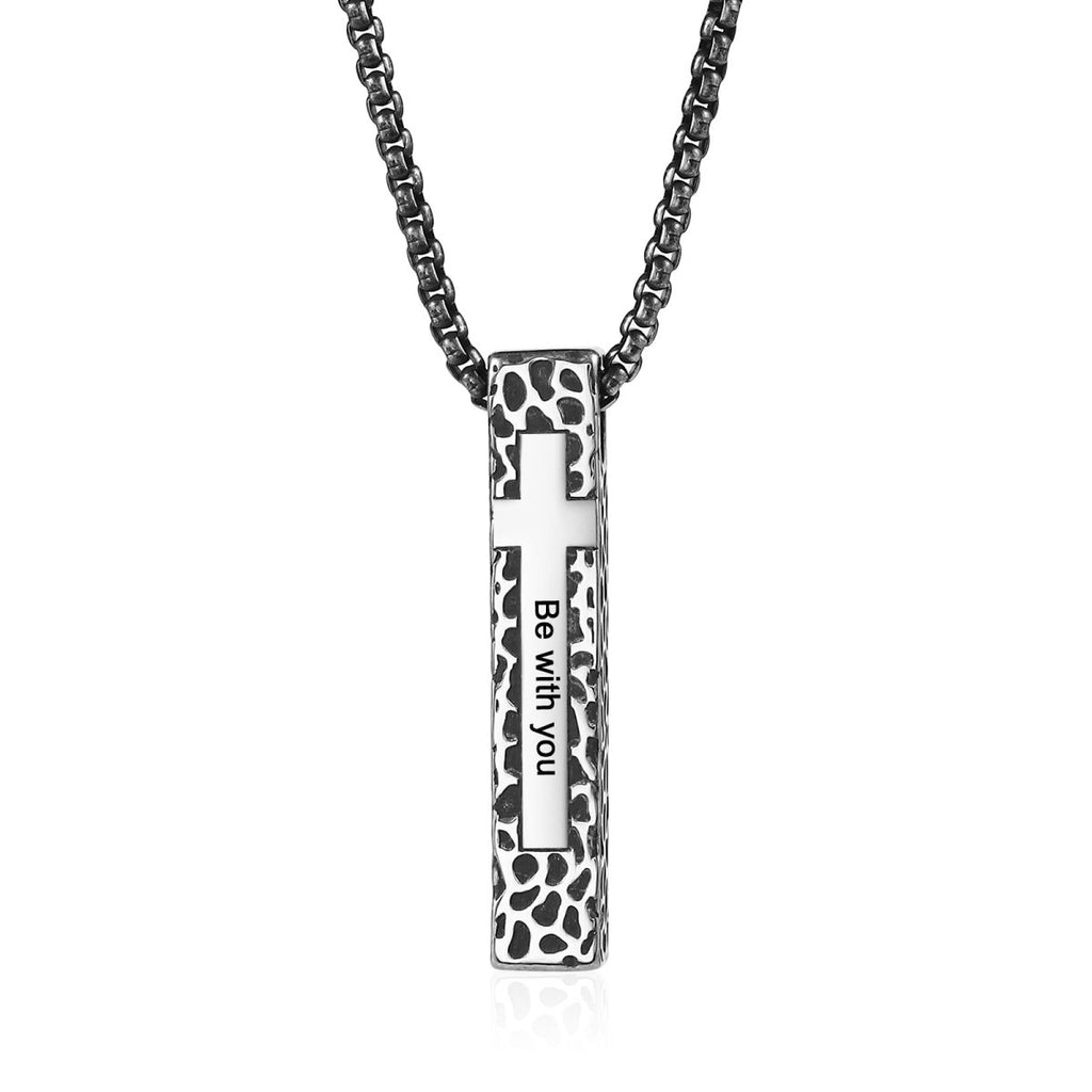 Vertical bar men’s necklace, 7×1×40mm, engraved with name or date