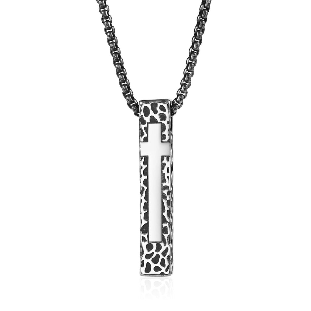 Custom name necklace for men, 7×1×40mm, stainless steel bar pendant