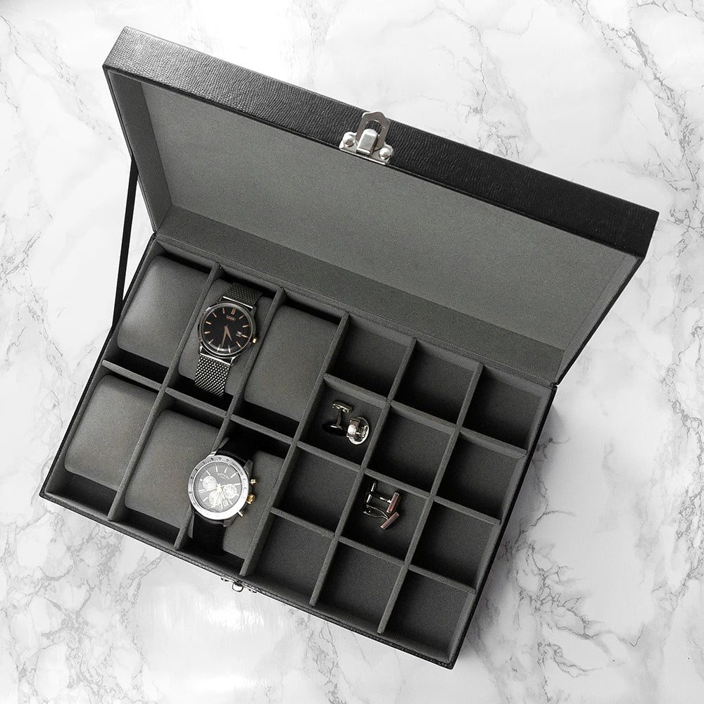 Personalised Watch and Cufflinks Box - Engraved Memories