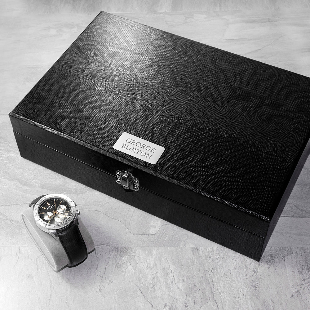 Personalised Watch and Cufflinks Box - Engraved Memories