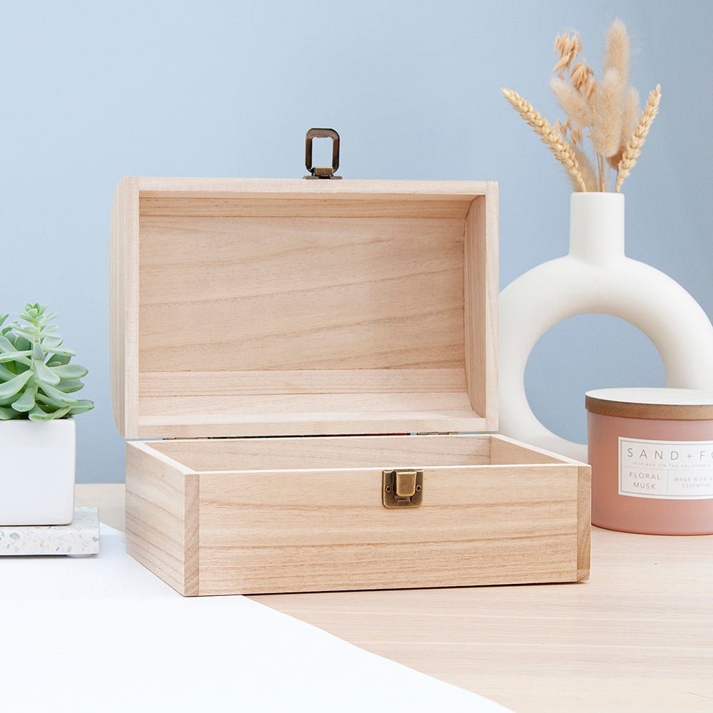 Custom wooden chest with names and date