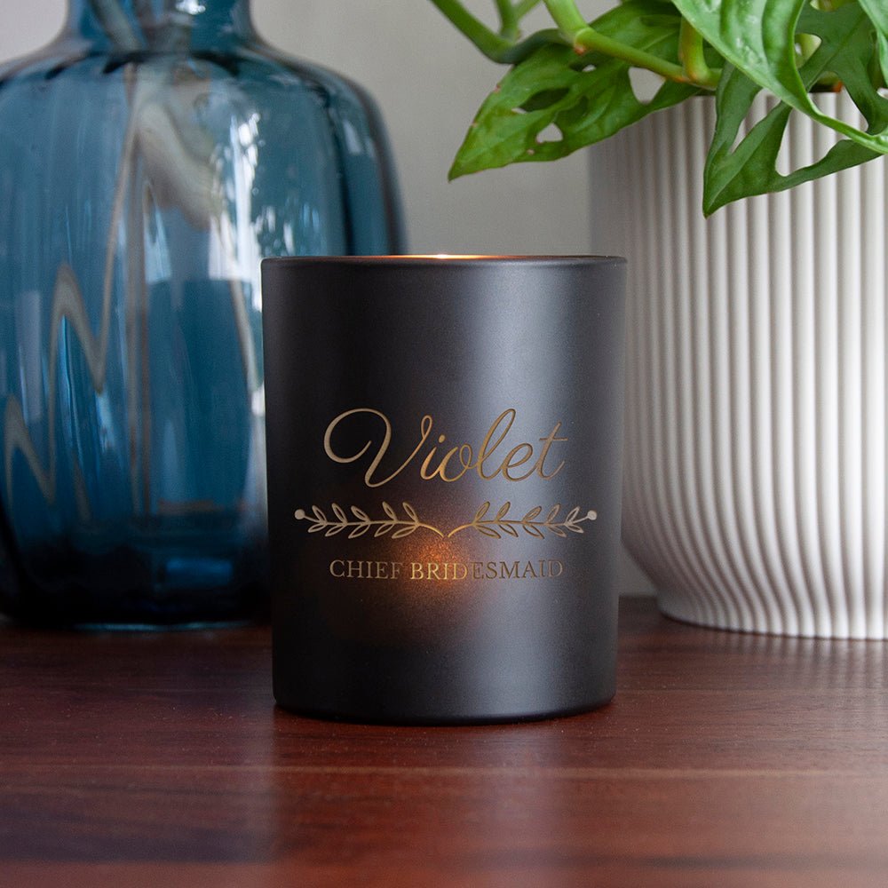 Custom black candle holder wedding gift