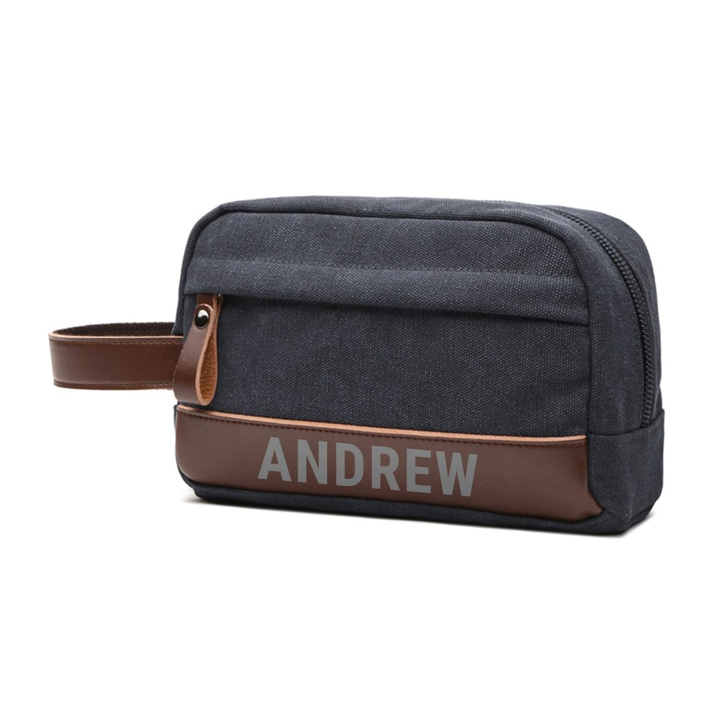 Personalised Weekender Denim Wash Bag Grey - Engraved Memories