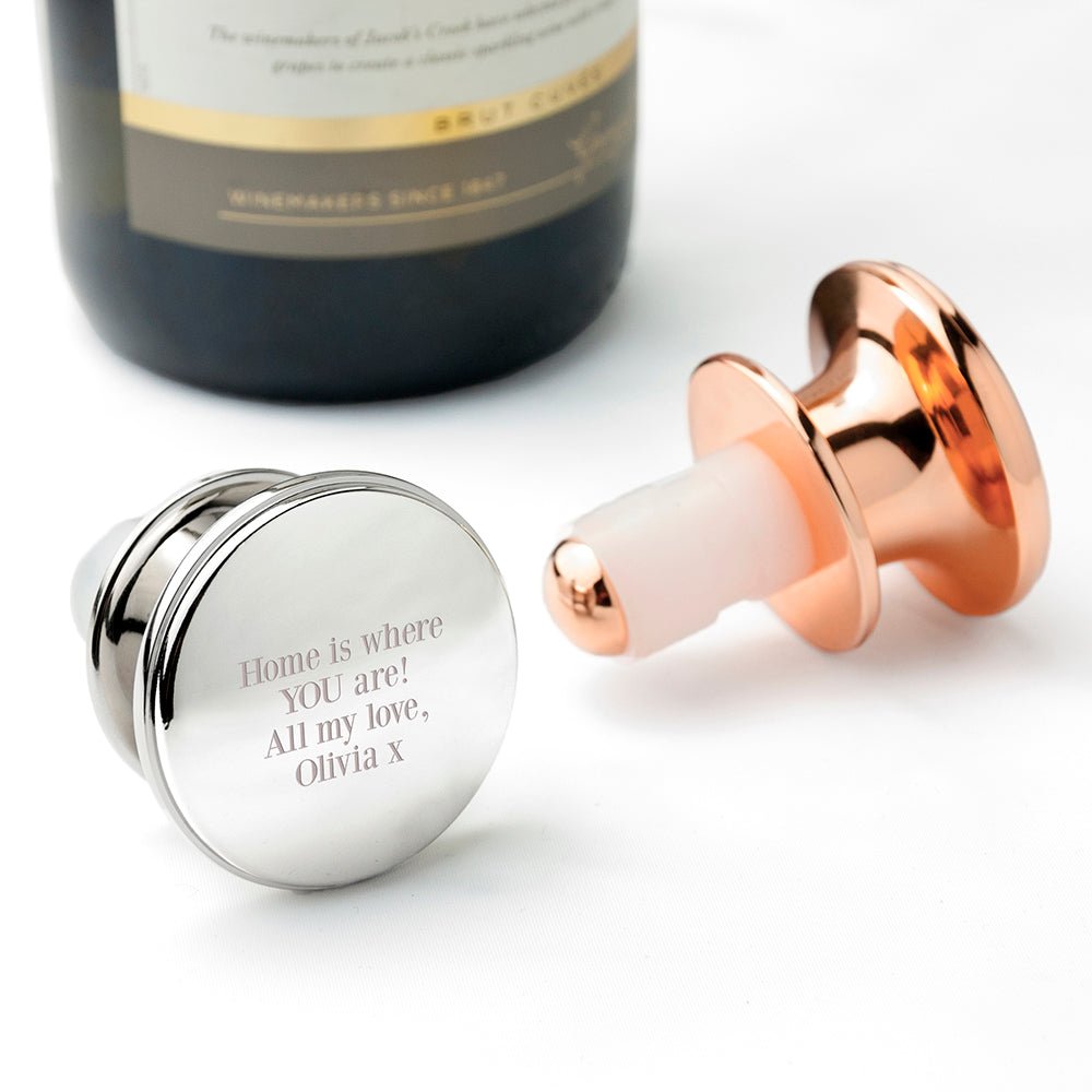 Personalised wine bottle stopper silver