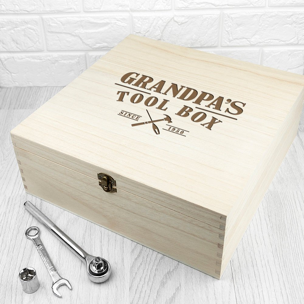 Personalised Wooden Tool Box - Engraved Memories