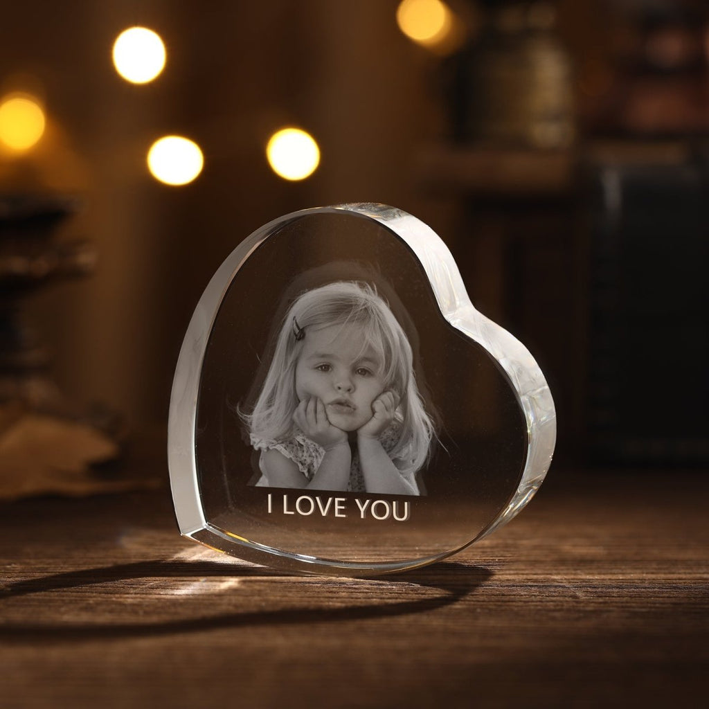 Personalized custom photo crystal ornament, transparent, custom keepsake, 70mm size, unique gift.