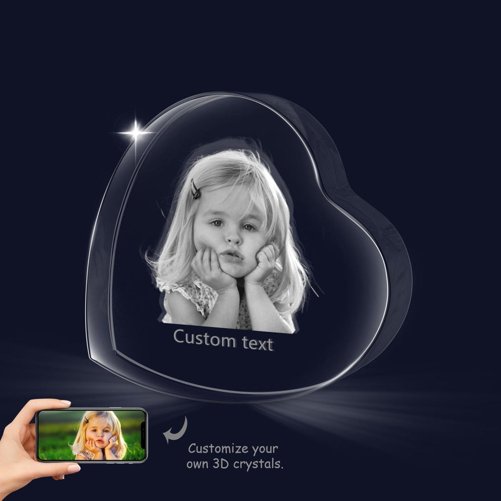 Personalized custom photo crystal ornament, transparent, custom keepsake, 70mm size, unique gift.