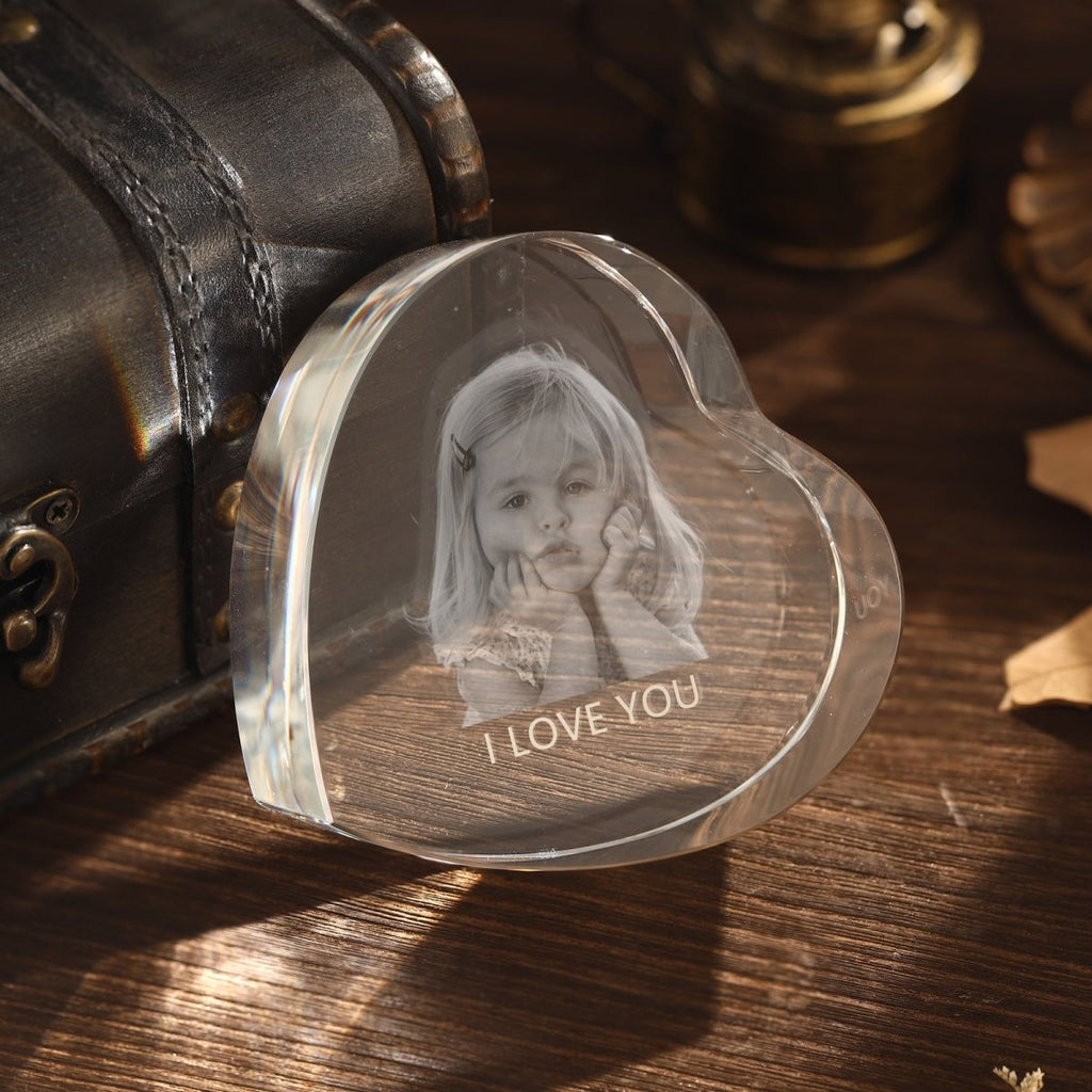 Personalized custom photo crystal ornament, transparent, custom keepsake, 70mm size, unique gift.