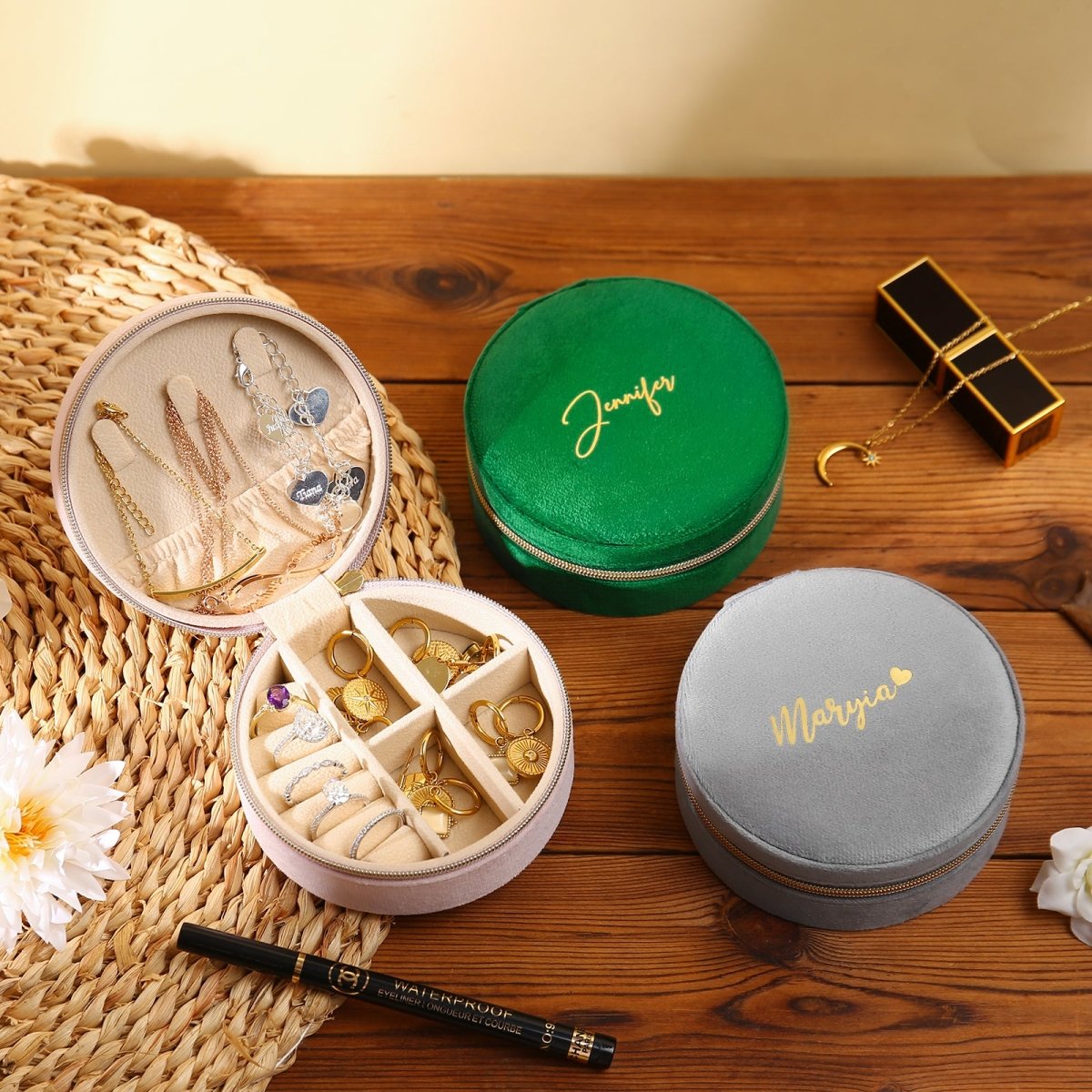 Personalised Velvet Jewelry Bag Cmoffer Custom Name Pouch