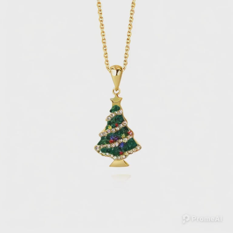 Festive sterling silver Christmas tree necklace with sparkling CZ stones—perfect for adding holiday charm.