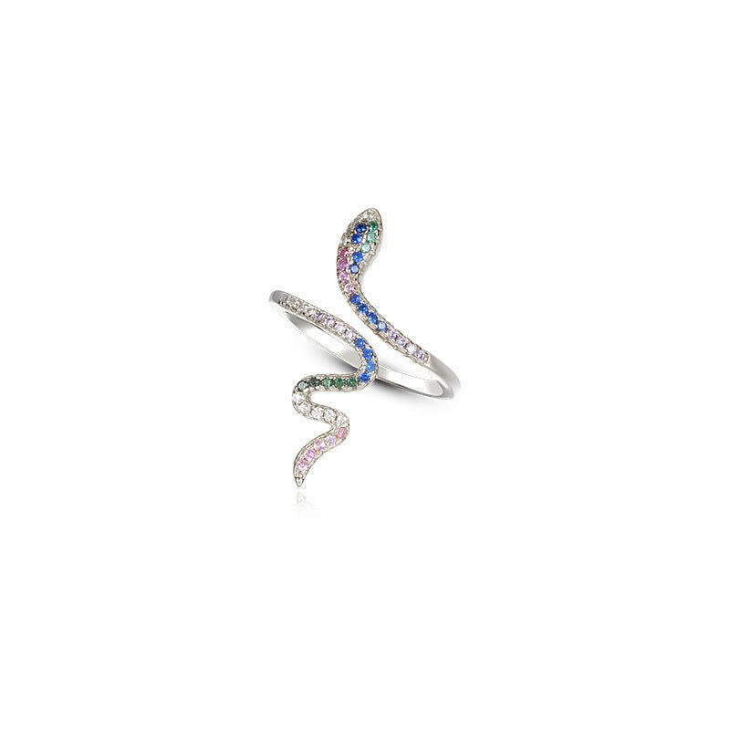 Stunning sterling silver snake ring with sparkling CZ stones—a bold symbol of power and elegance.