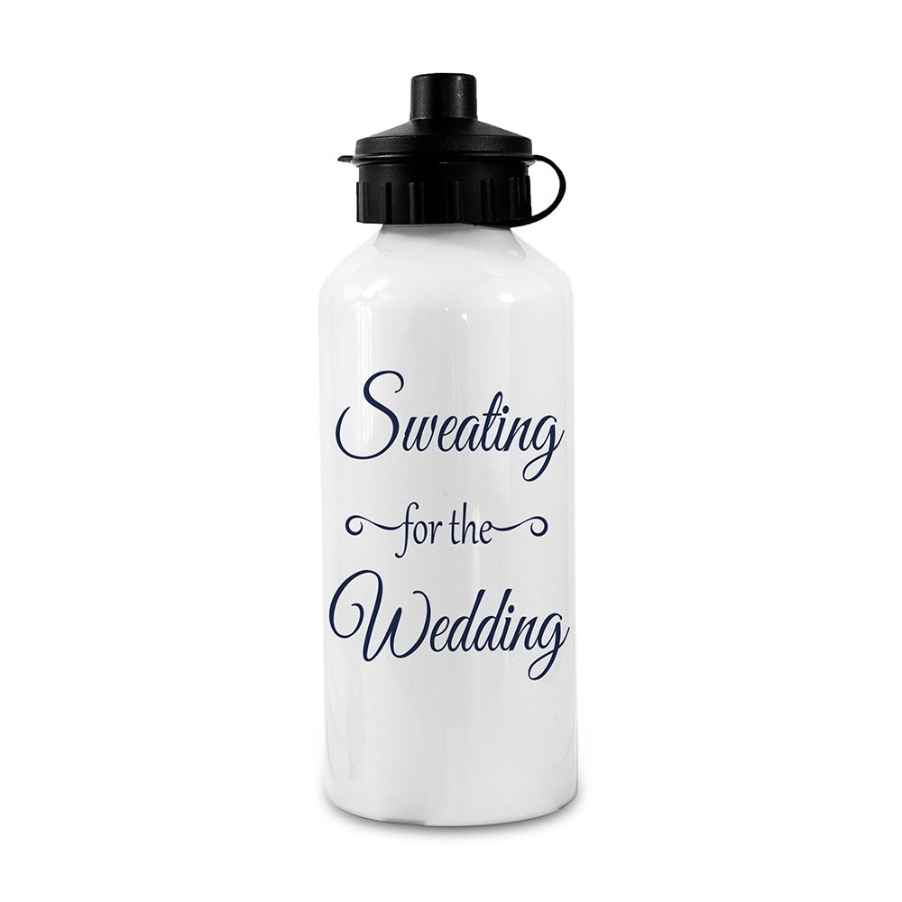 Personalised bride water bottle, 500ml, white, custom name and date, 9×15cm