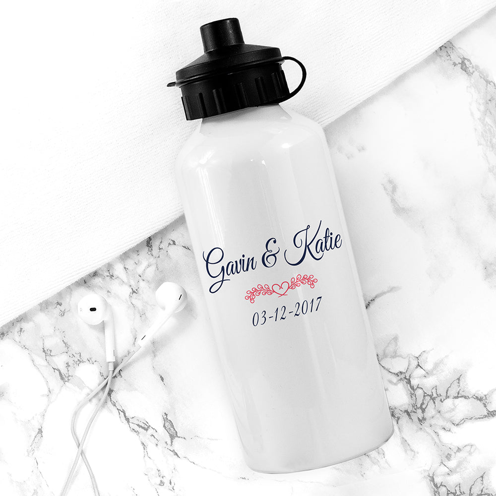Personalised bride gift bottle, 9×15cm, 500ml, white with custom print