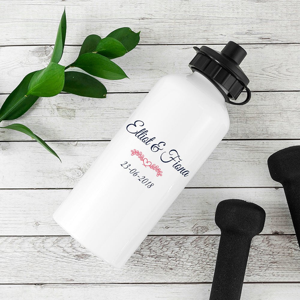 Bridal shower water bottle, personalised 500ml aluminium with sports cap
