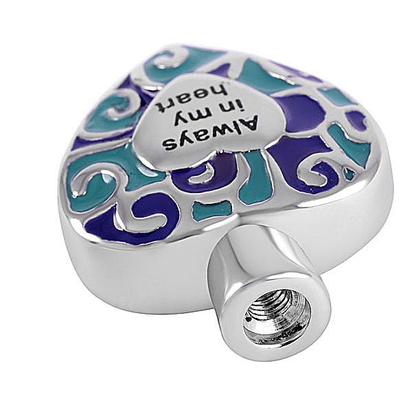 Memorial cremation pendant, heart-shaped urn locket, 316L stainless steel, engraved, 20-inch chain.