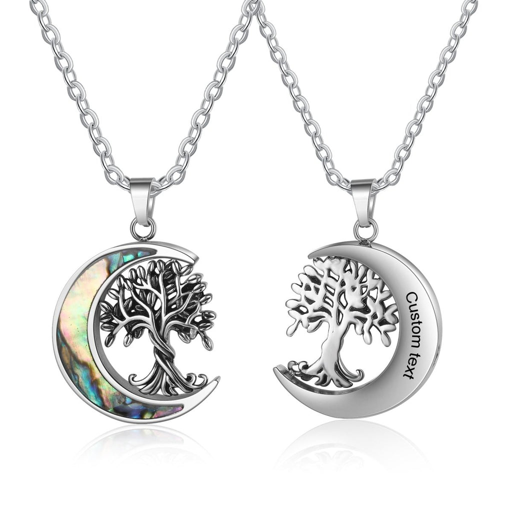 Ashes Necklace, Moon and Family Tree Memorial Jewellery Cremation Necklace - Engraved Memories