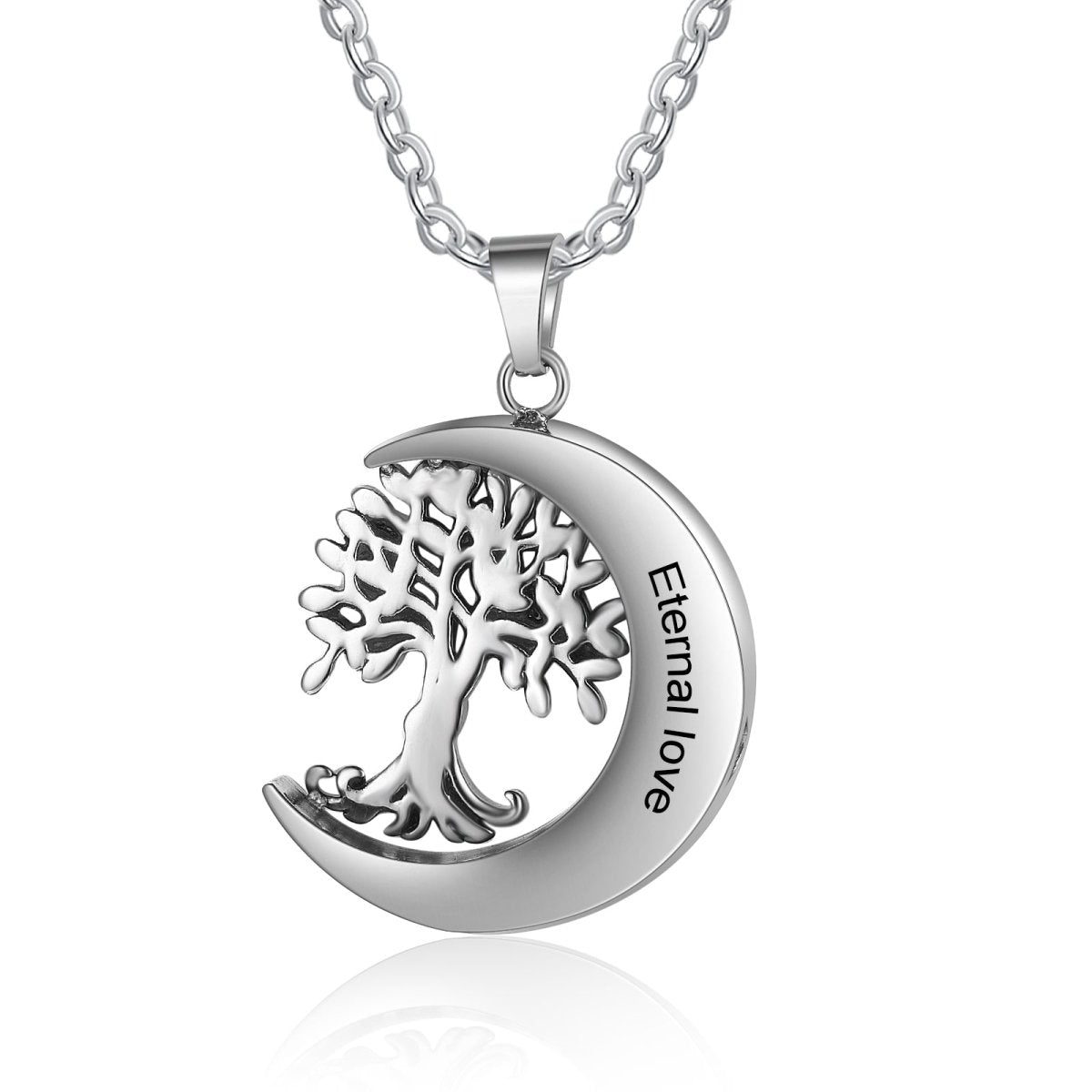 Ashes Necklace – Personalized Family Tree Moon Pendant Memorial