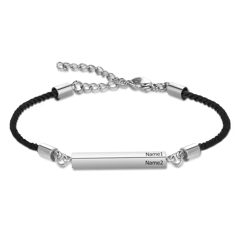 Bar Bracelet, Personalised Engraved Stainless Steel Ladies Adjustable Bracelet - Engraved Memories