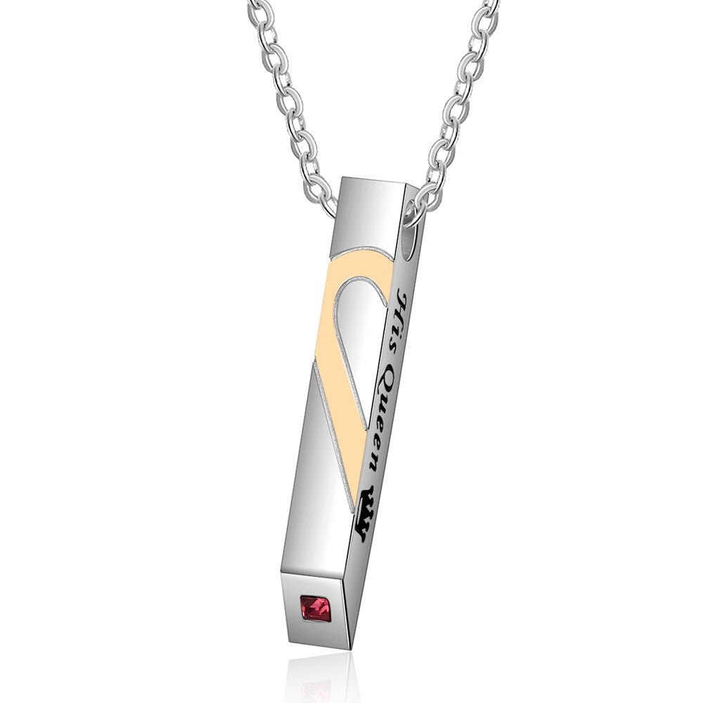 Bar Necklace, Personalised Vertical Bar Pendant in Rose Gold Plated/Black - Engraved Memories