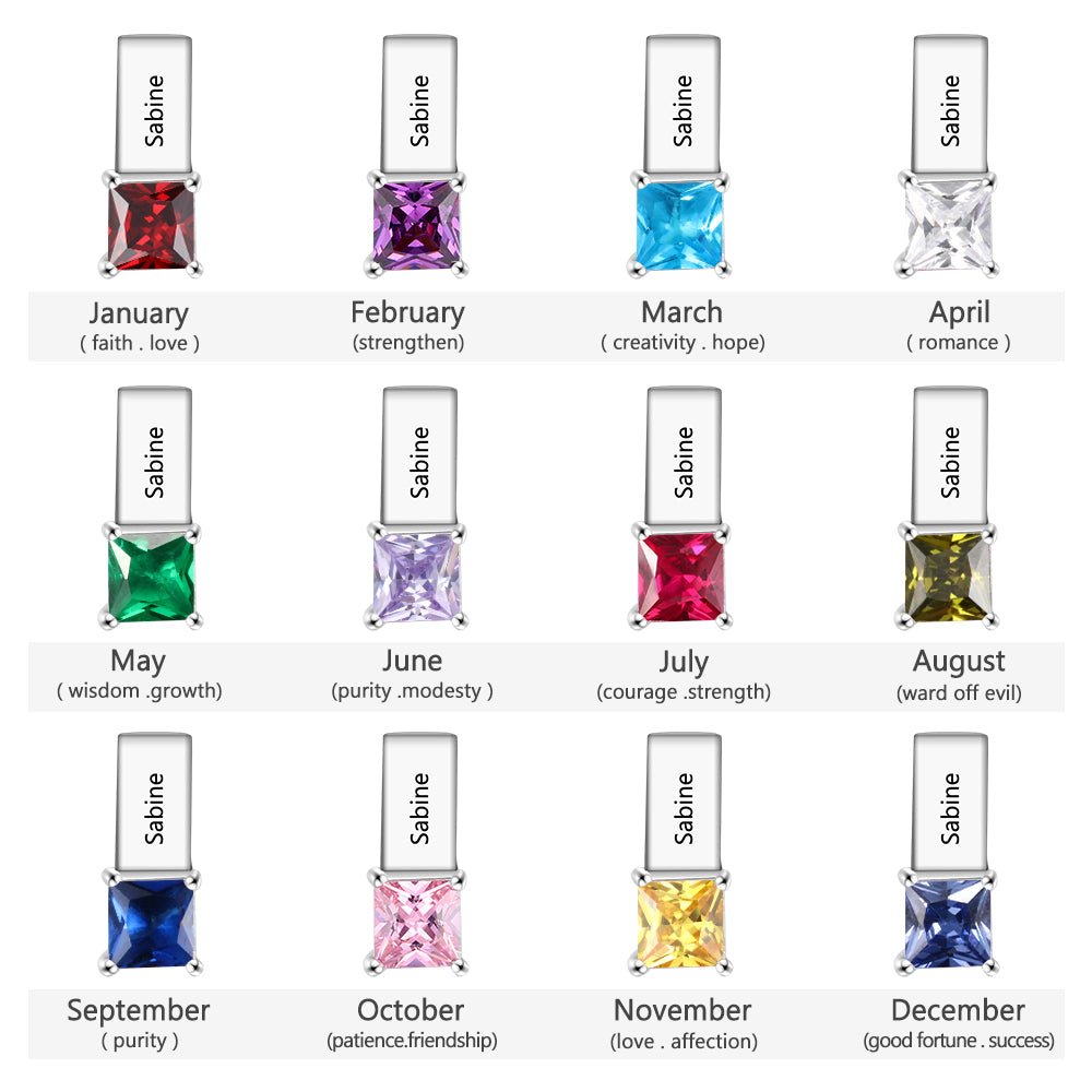 Personalized birthstone pendant necklace, white gold plated, copper material, 45cm chain, 3.0g, perfect for Mother's Day.
