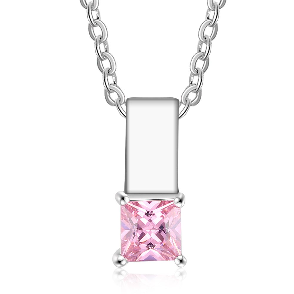 Personalized birthstone pendant necklace, white gold plated, copper material, 45cm chain, 3.0g, perfect for Mother's Day.