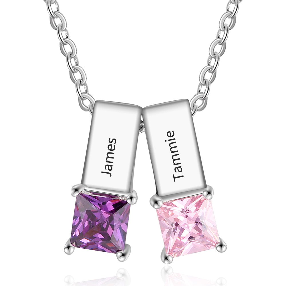 Personalized birthstone pendant necklace, white gold plated, copper material, 45cm chain, 3.0g, perfect for Mother's Day.