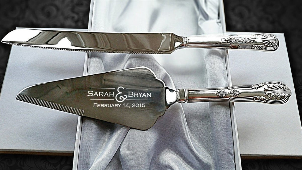 Engravable Wedding Cake Knife & Slice Server Set Valentine's day gift - Engraved Memories