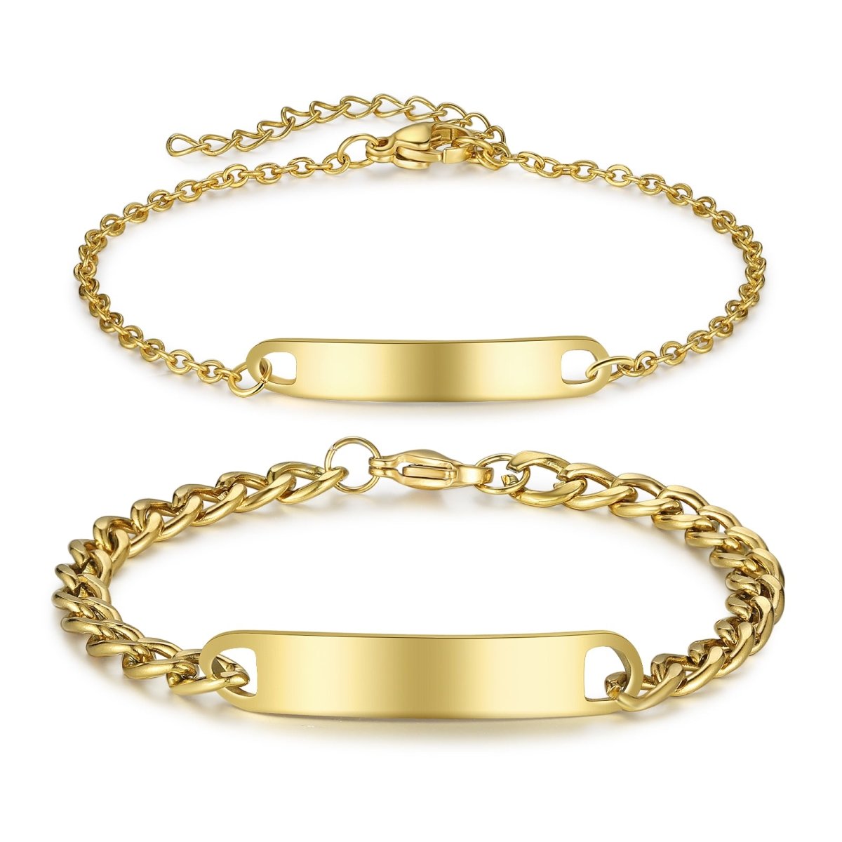 Gold Plated Bracelet – Personalised Stainless Steel Couple Gift Bracel ...