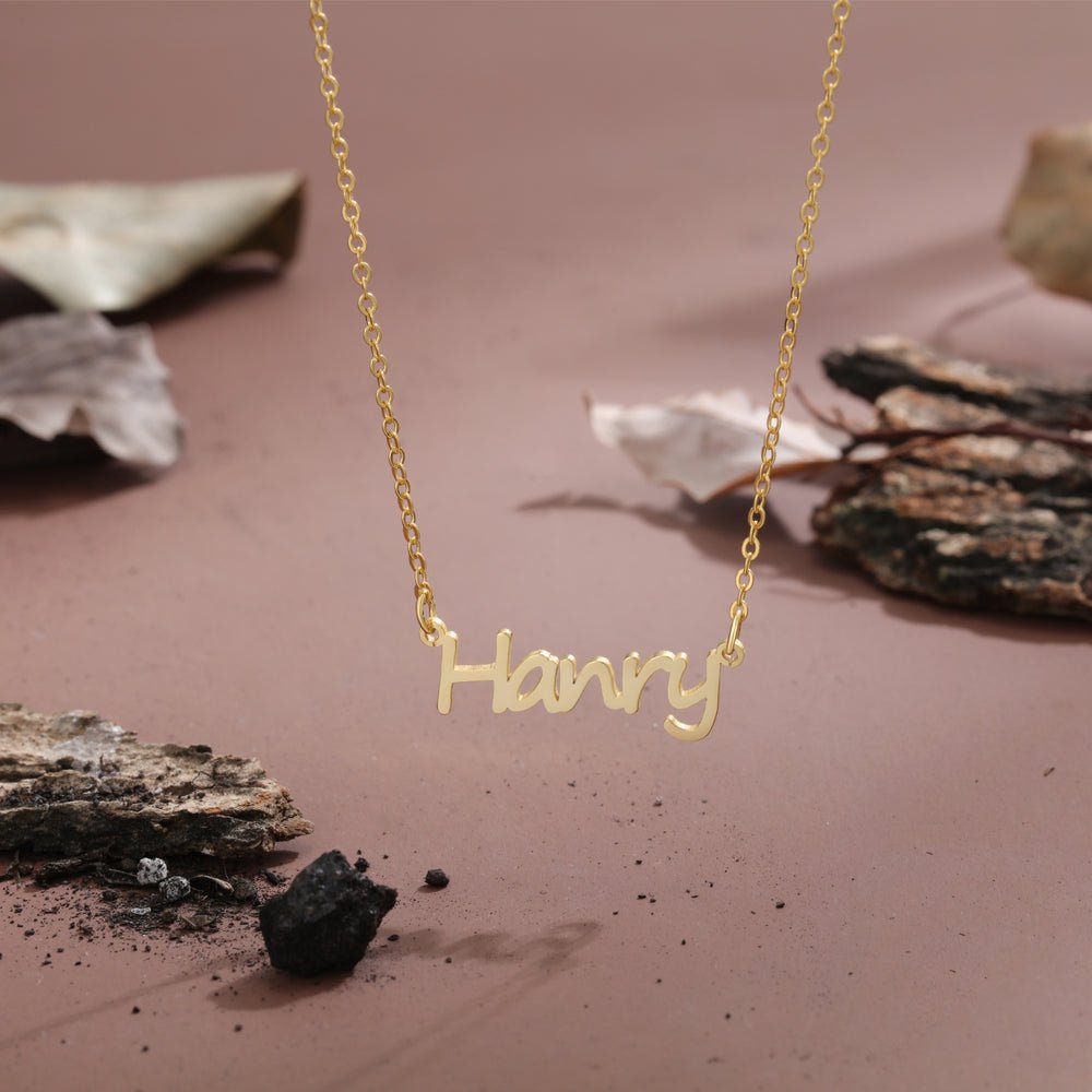 Personalized 925 sterling silver cutout name necklace, cursive font, 4.3g, gold/rose gold/silver.