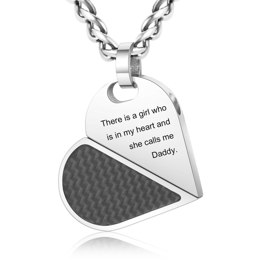 Custom heart and dog tag rotating necklace pendant for men, stainless steel, personalized, 37.2g.