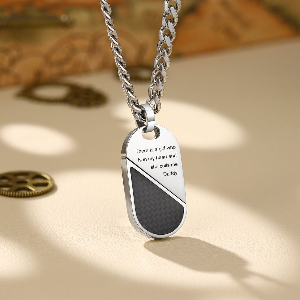 Custom Heart / Dog Tag, Convertible Rotating Necklace Pendant for Men - Father's day Gift - Engraved Memories