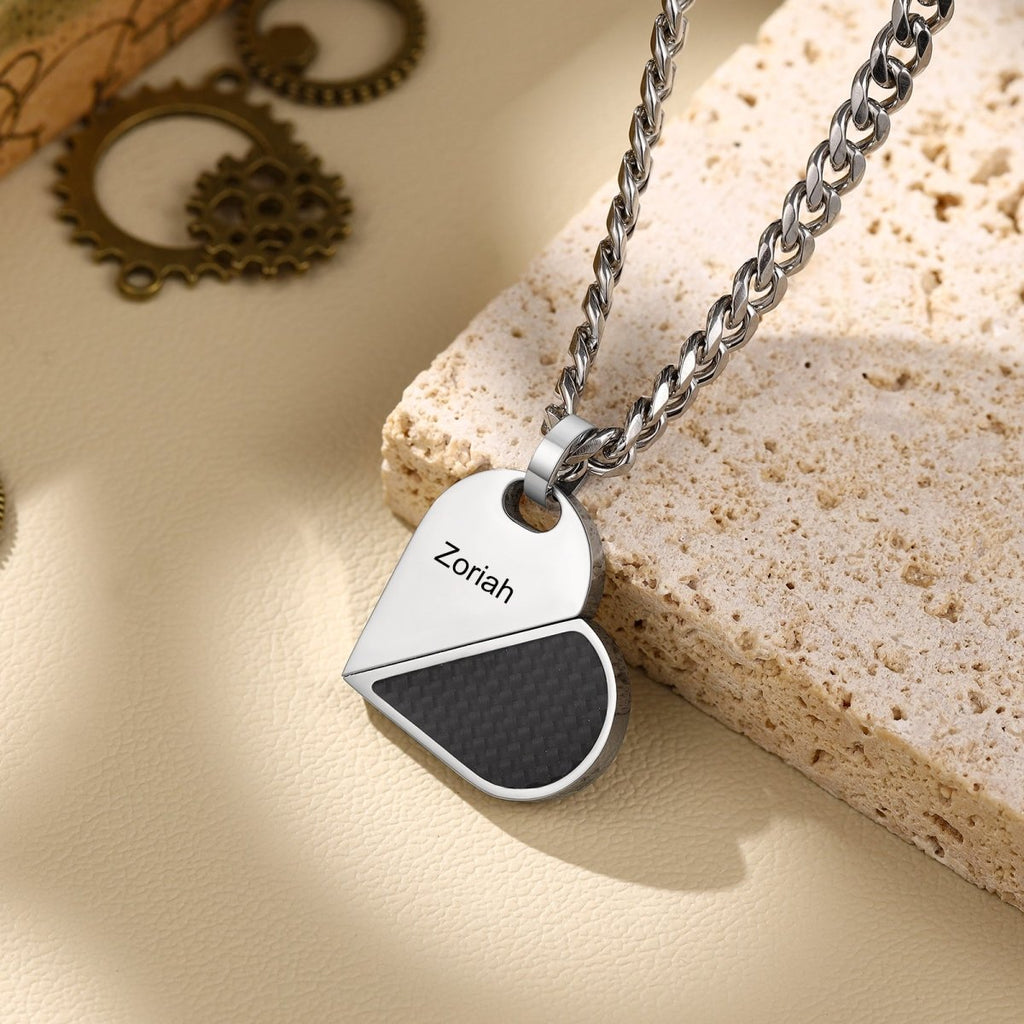 Custom Heart / Dog Tag, Convertible Rotating Necklace Pendant for Men - Father's day Gift - Engraved Memories