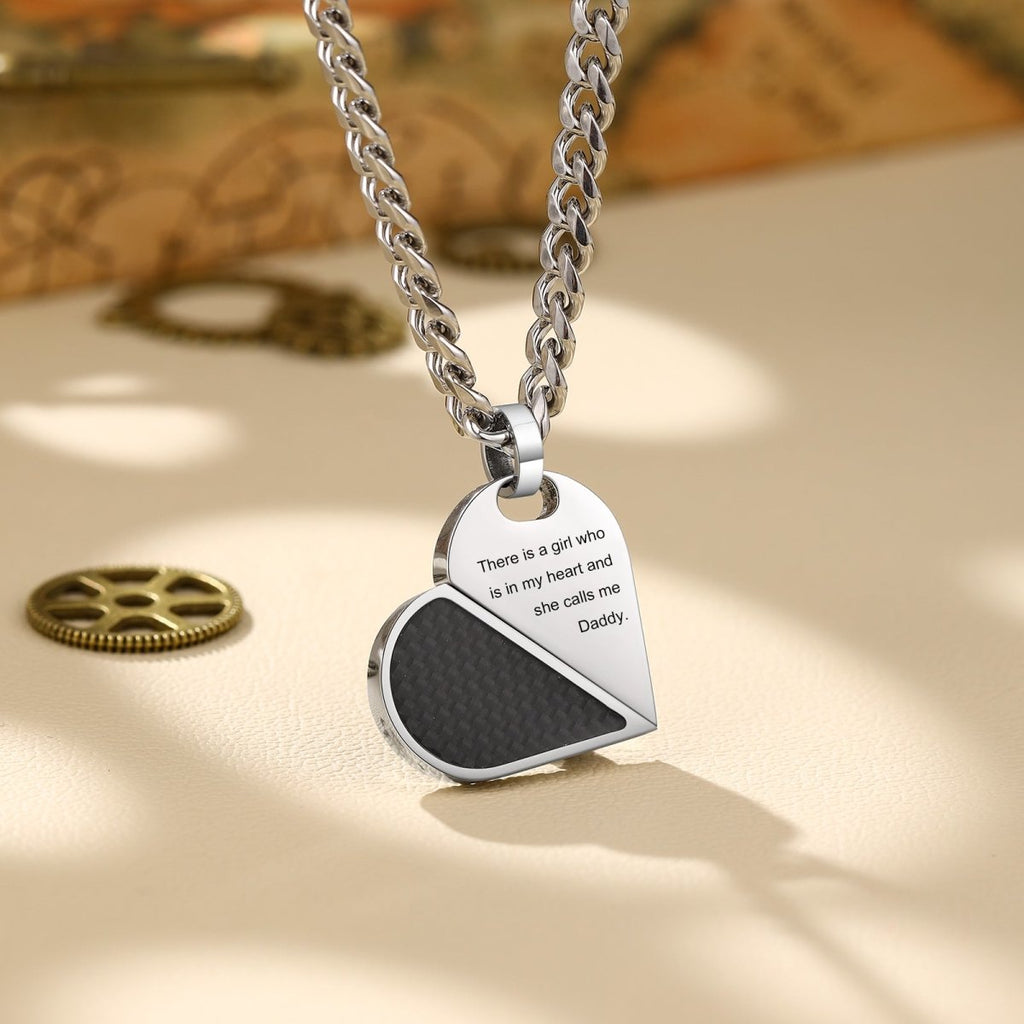 Custom Heart / Dog Tag, Convertible Rotating Necklace Pendant for Men - Father's day Gift - Engraved Memories
