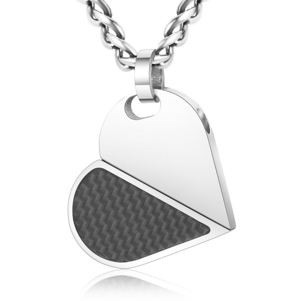 Custom heart and dog tag rotating necklace pendant for men, stainless steel, personalized, 37.2g.