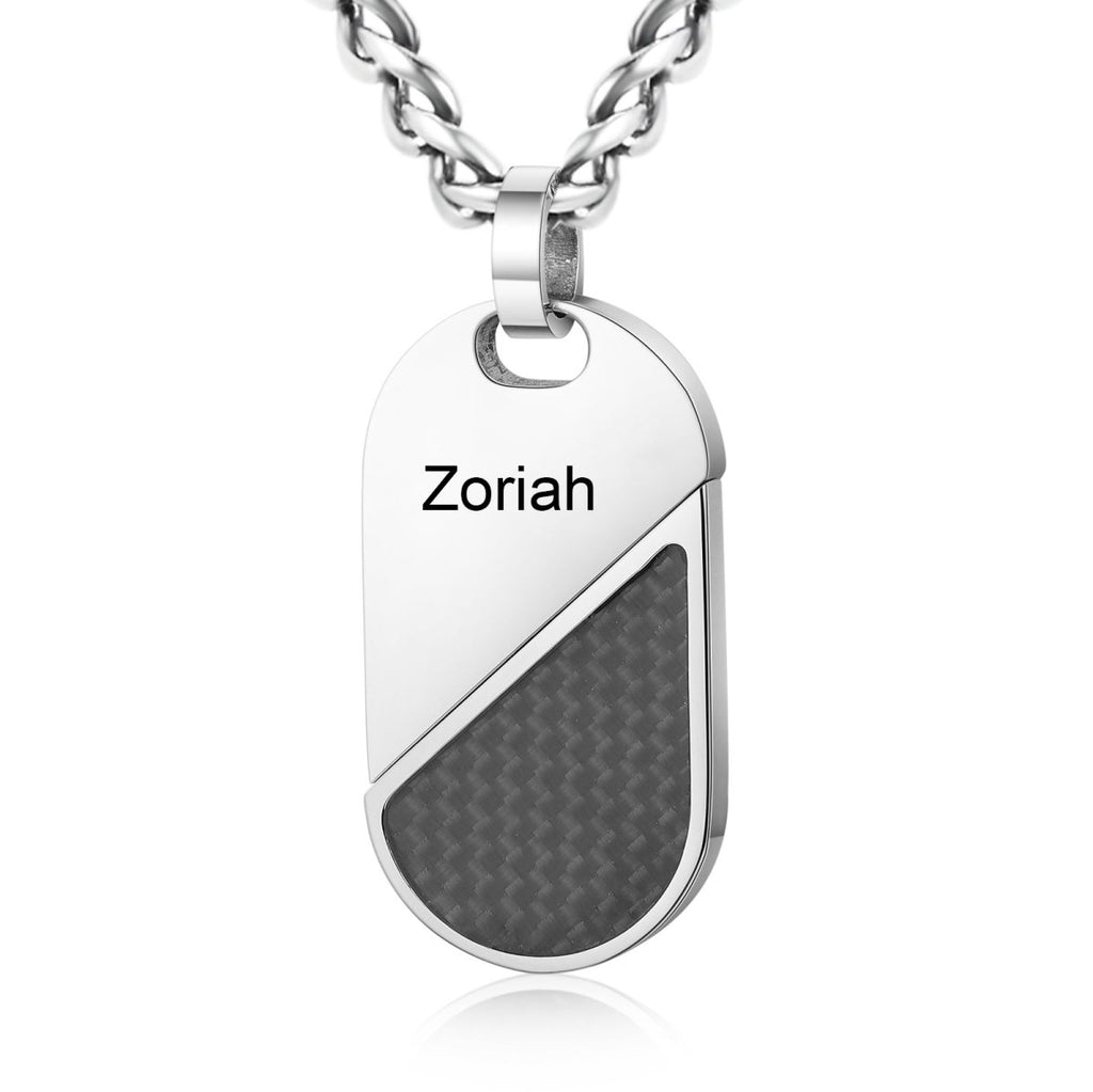 Custom heart and dog tag rotating necklace pendant for men, stainless steel, personalized, 37.2g.