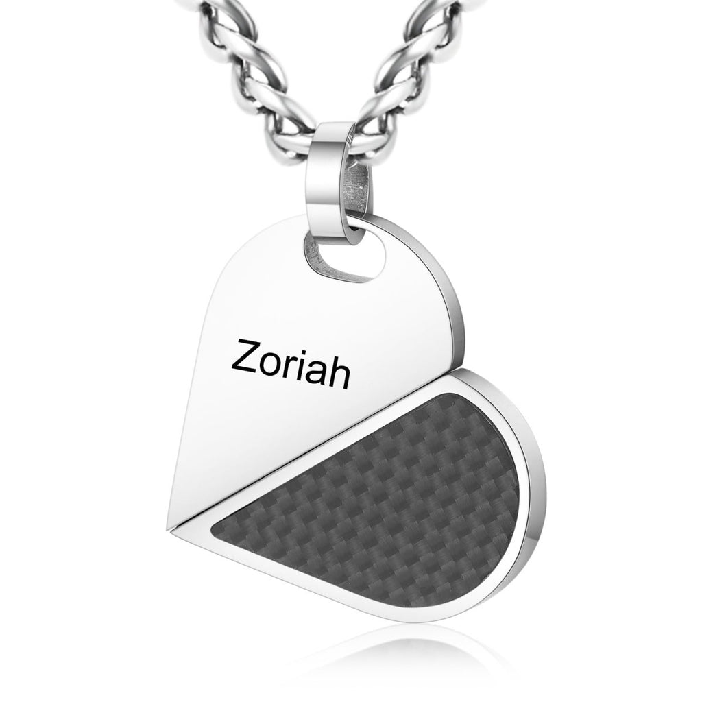 Custom heart and dog tag rotating necklace pendant for men, stainless steel, personalized, 37.2g.