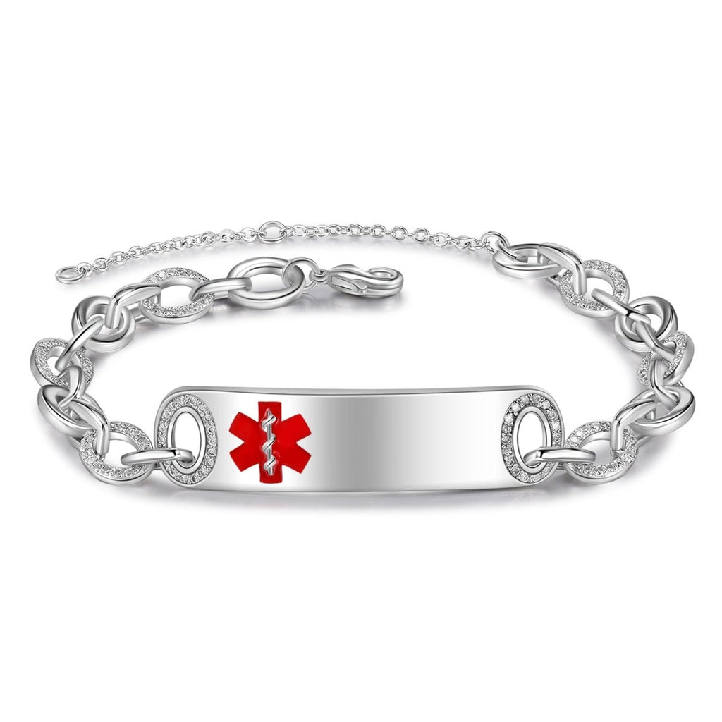 Custom Medical Bracelet - Women's Medical Alert Bracelet, Personalised Medical ID bracelet for Ladies - Engraved Memories