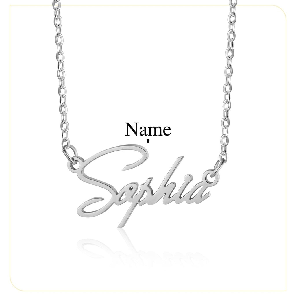 Custom cursive name necklace, personalized pendant, Valentine's Day gift, 40+5cm, 3g.