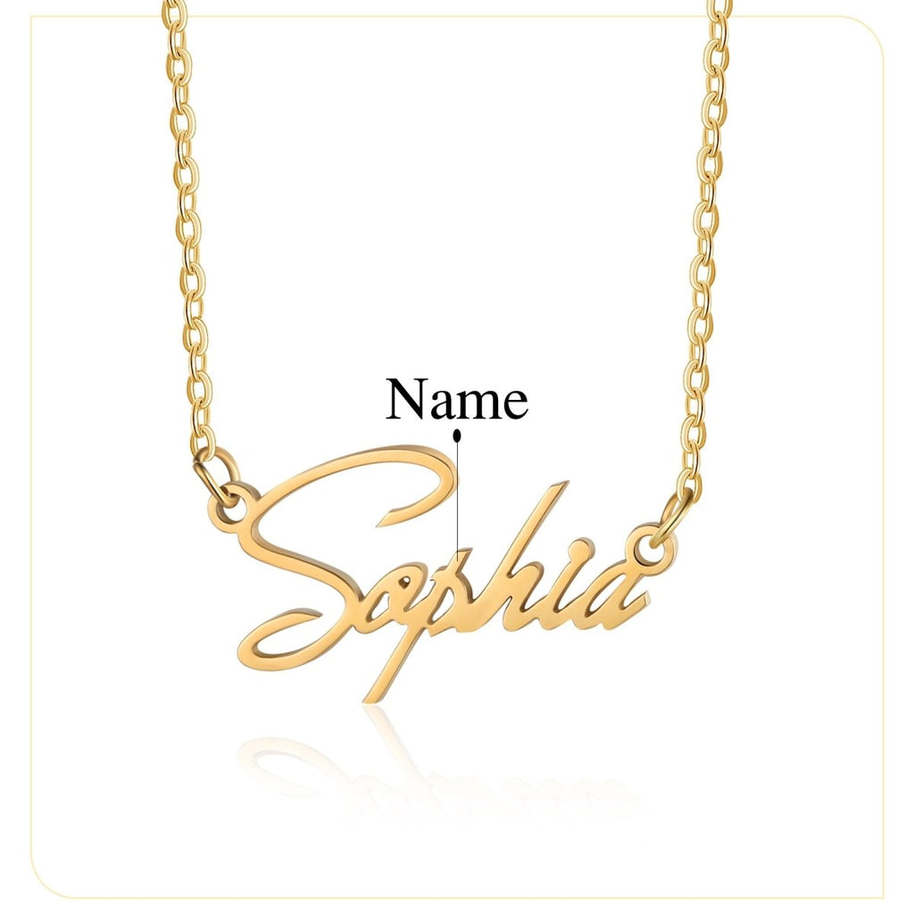 Custom cursive name necklace, personalized pendant, Valentine's Day gift, 40+5cm, 3g.