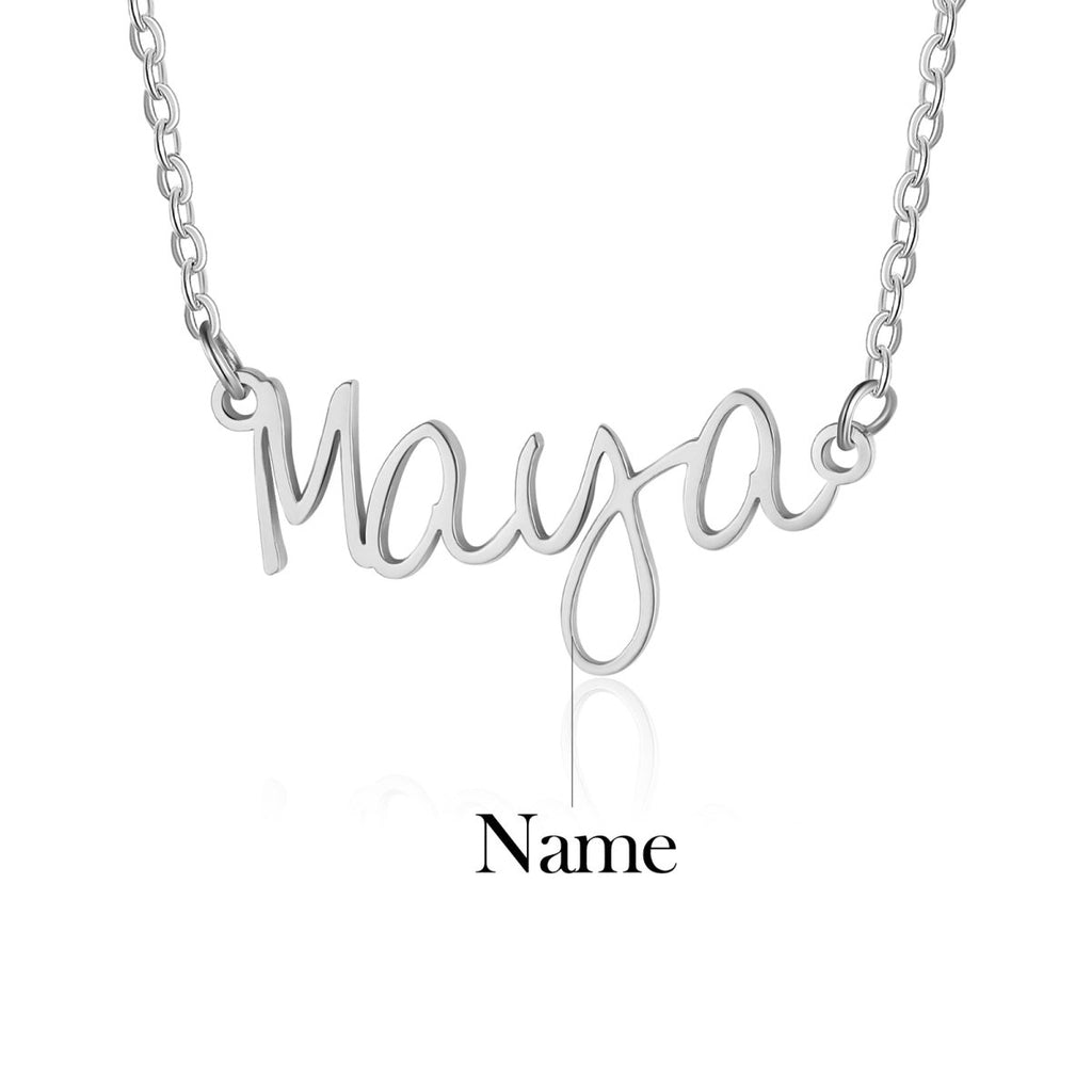 Custom handwritten name necklace, personalized pendant, Valentine's Day gift, 40+5cm, 2.7g.
