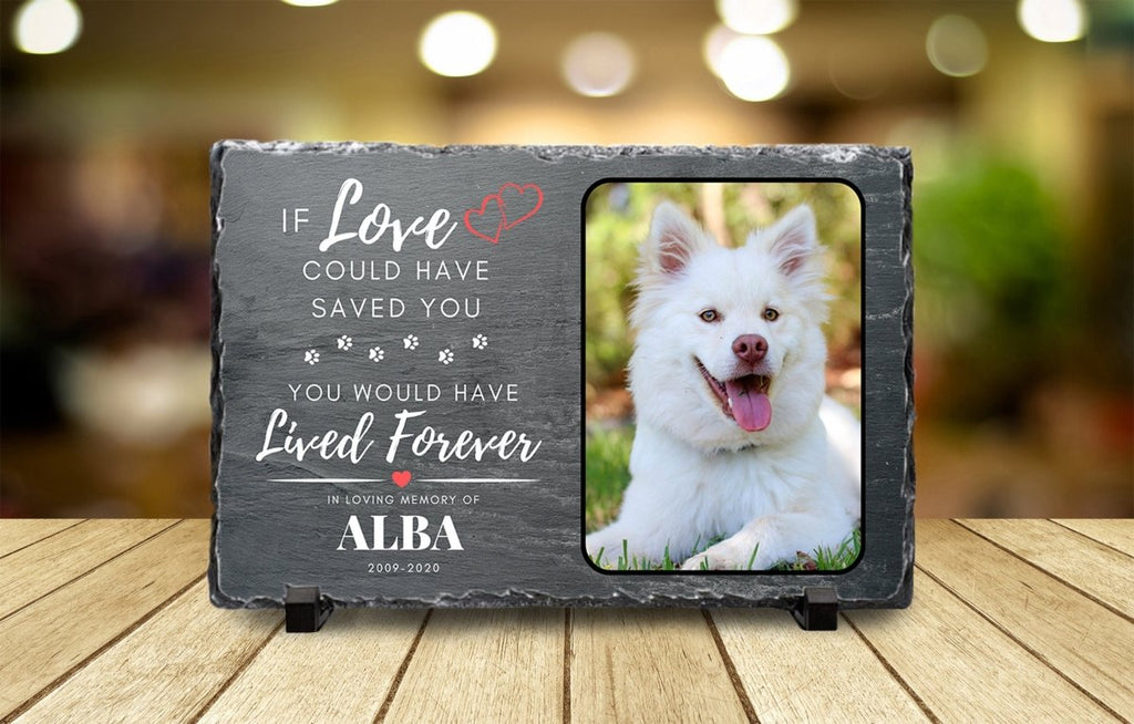 Custom Pet Memorial on Natural Slate, Personalized Remembrance Plaque for Pets, Dog Memorial Photo, Dog Memorial Frame, Pet Loss Gifts - Engraved Memories