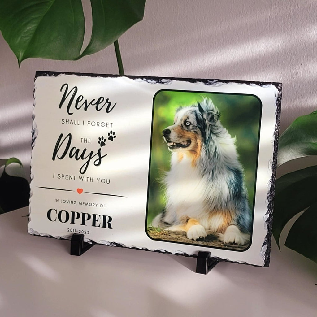 Personalized pet memorial slate, custom dog photo plaque, pet remembrance gift, memorial frame.